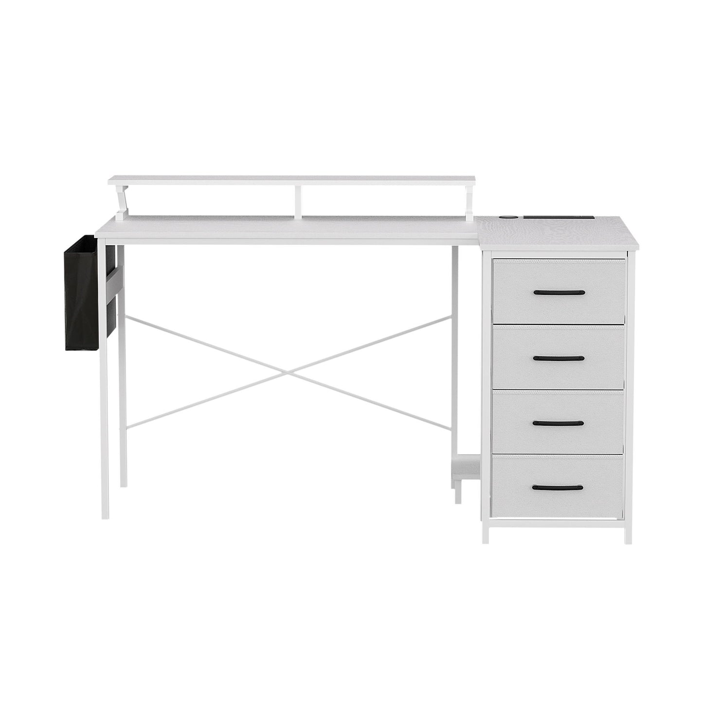 Artiss 140cm L Shaped Gaming Desk Computer Desk with LED Lights & Power Outlets