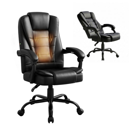 Restora by Officemode – Executive Recliner 8‑Zone PU Leather Massage Office & Gaming Chair (Black)