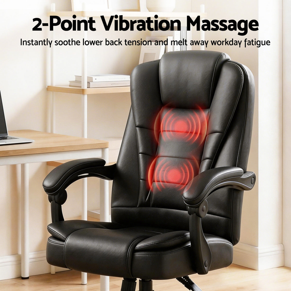 Restora by Officemode – Executive Recliner 8‑Zone PU Leather Massage Office & Gaming Chair (Black)