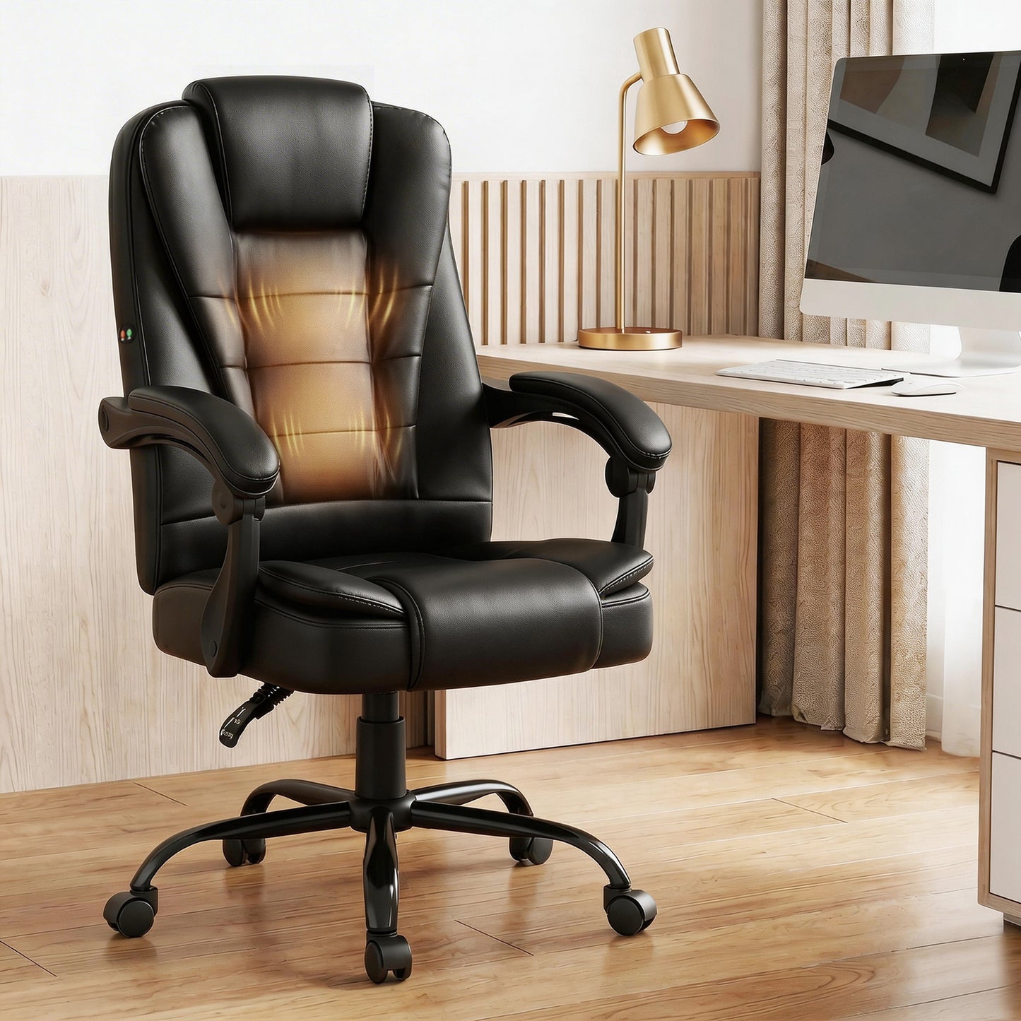 Restora by Officemode – Executive Recliner 8‑Zone PU Leather Massage Office & Gaming Chair (Black)