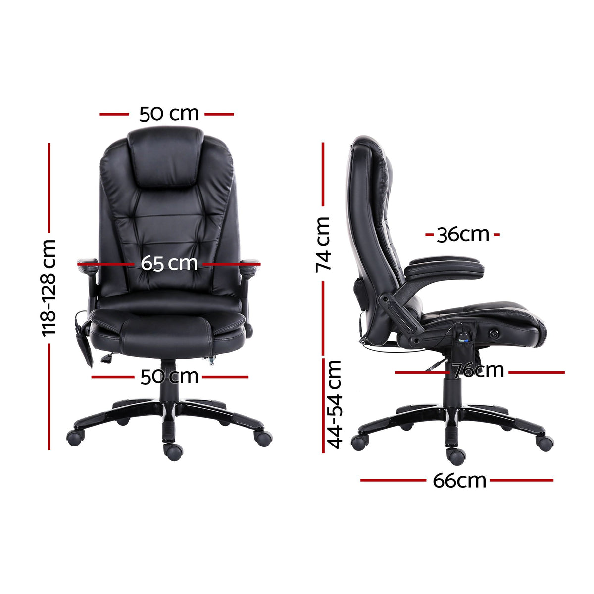 Restora by Officemode – Heated 8‑Zone PU Leather Massage Recliner Chair (Black)