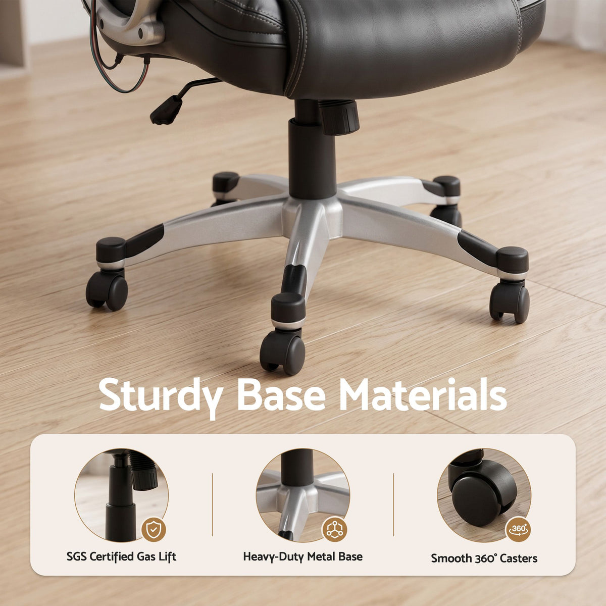 Restora by Officemode – 8‑Zone PU Leather Massage Recliner Office Chair (Black)