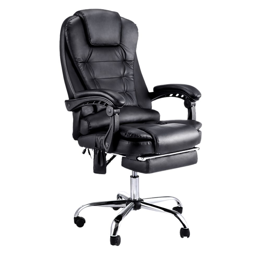 Restora by Officemode – 8‑Zone Massage Recliner Office Chair with Extendable Footrest (Black)