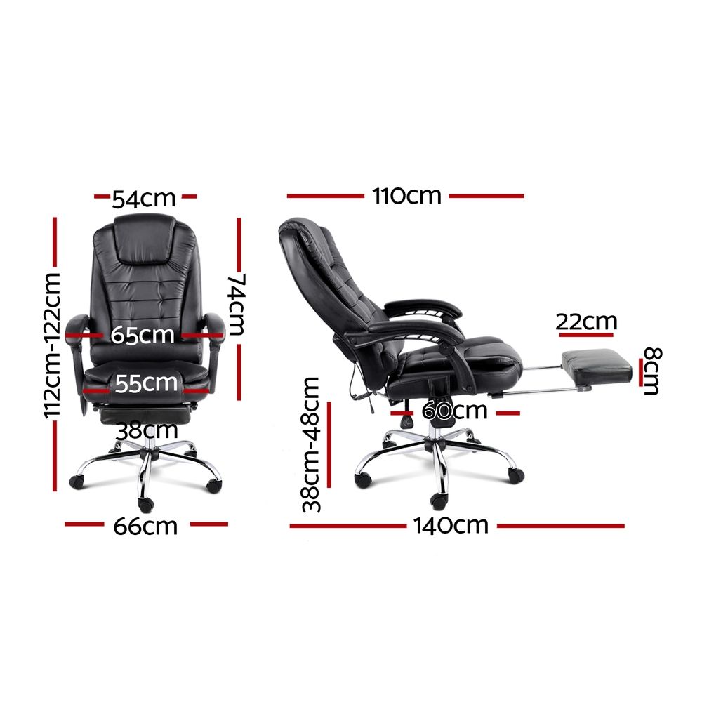 Restora by Officemode – 8‑Zone Massage Recliner Office Chair with Extendable Footrest (Black)
