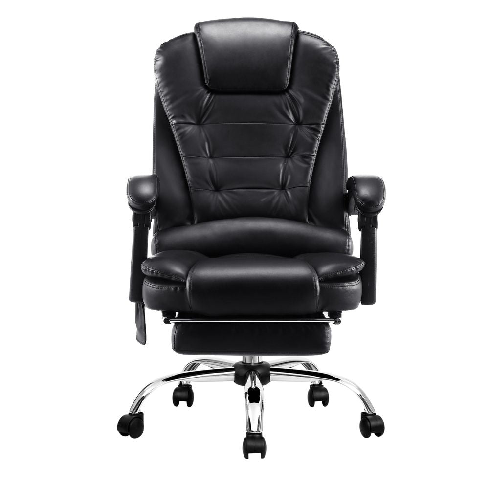 Restora by Officemode – 8‑Zone Massage Recliner Office Chair with Extendable Footrest (Black)