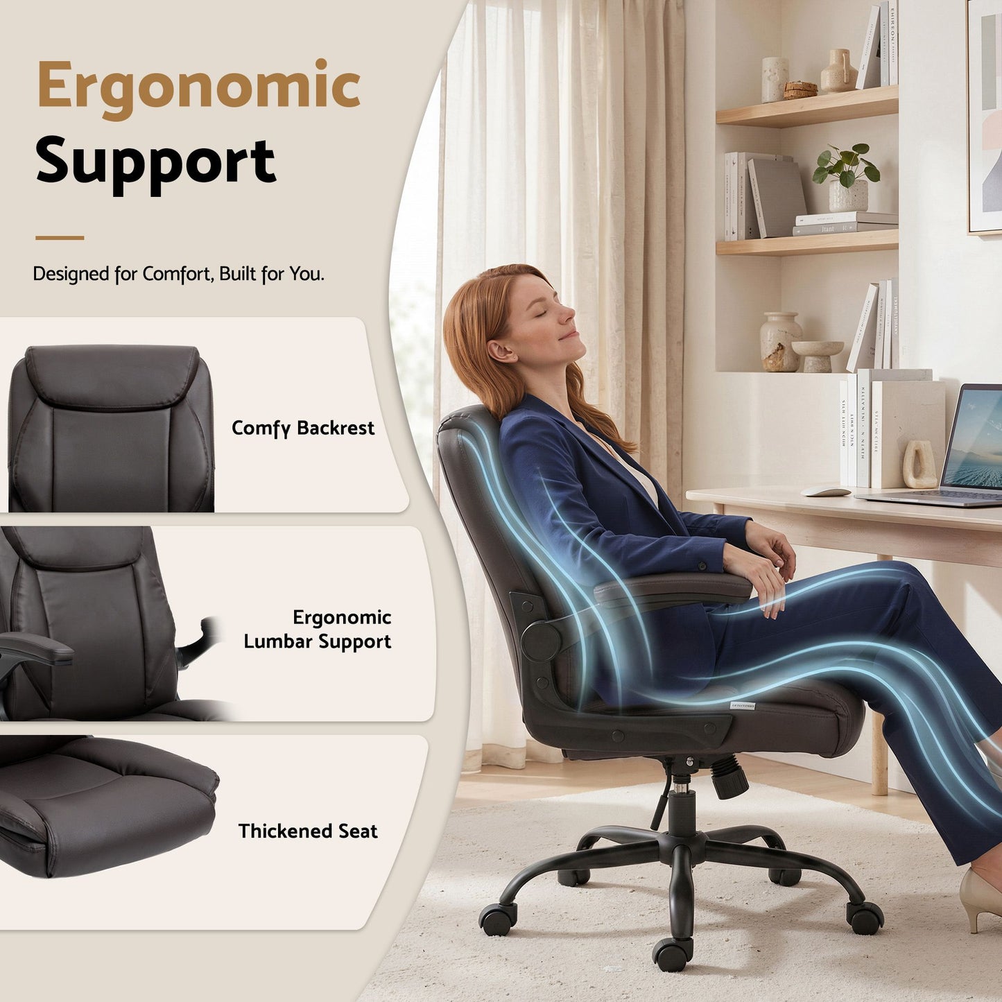 Artiss Executive Office Chair Mid Back Brwon