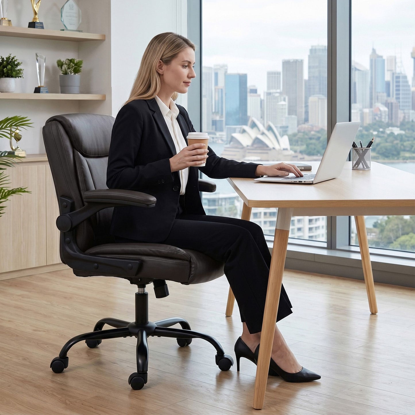 Artiss Executive Office Chair Mid Back Brwon