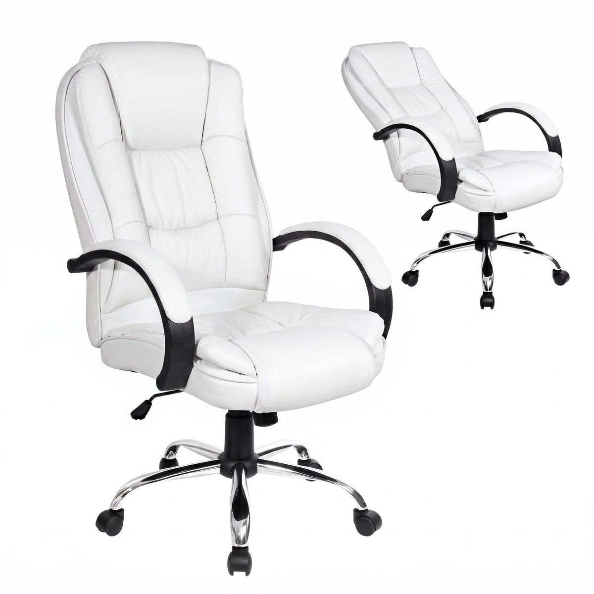 Artiss Executive Office Chair Leather Tilt White