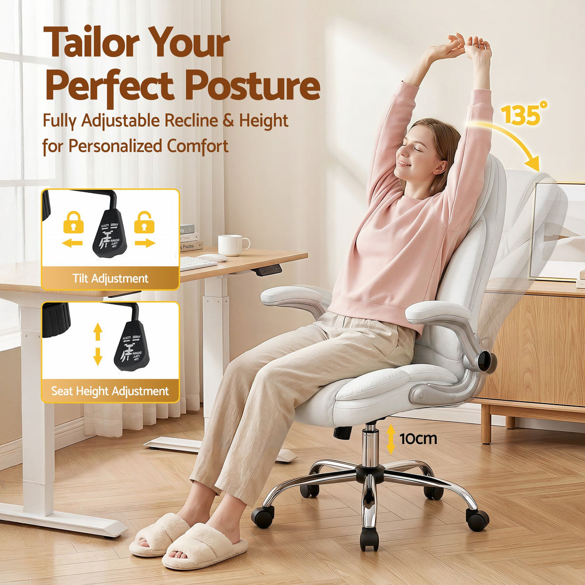 Artiss Executive Office Chair Leather Tilt White