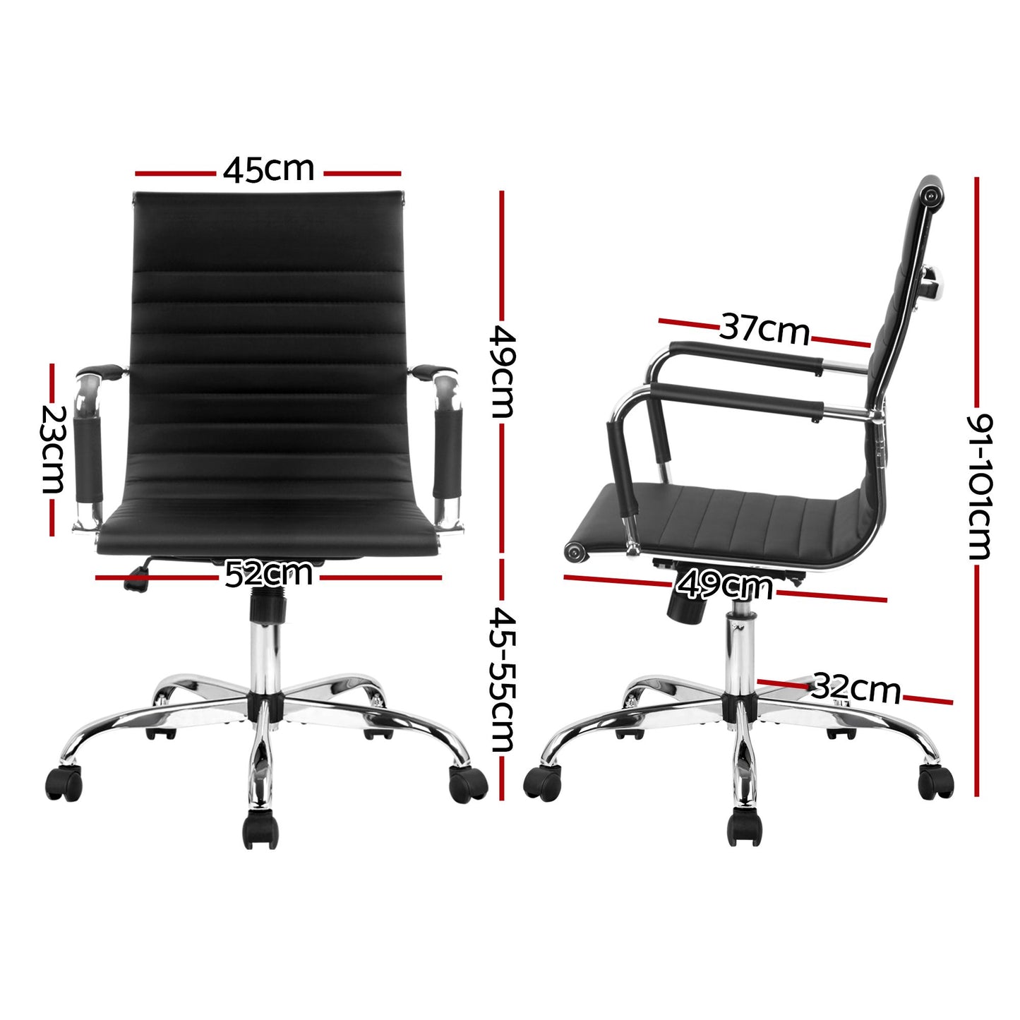 Artiss Office Chair Conference Chairs PU Leather Mid Back Black