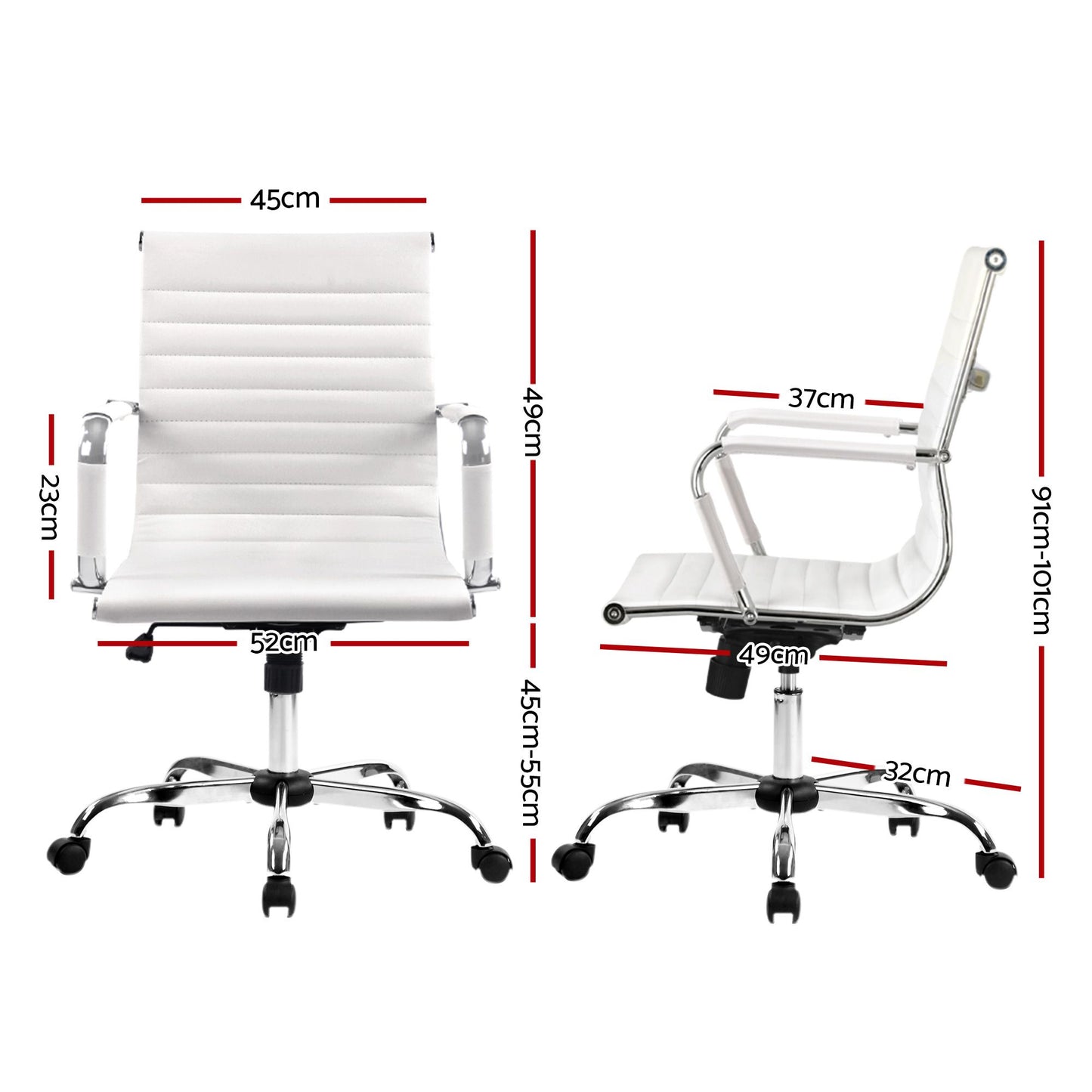 Artiss Office Chair Conference Chairs PU Leather Mid Back White