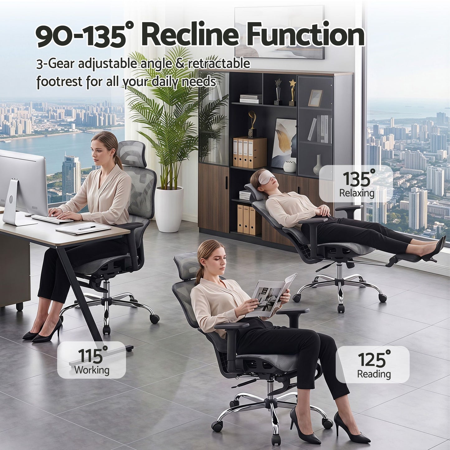 Artiss Mesh Back Ergonomic Office Chair Grey