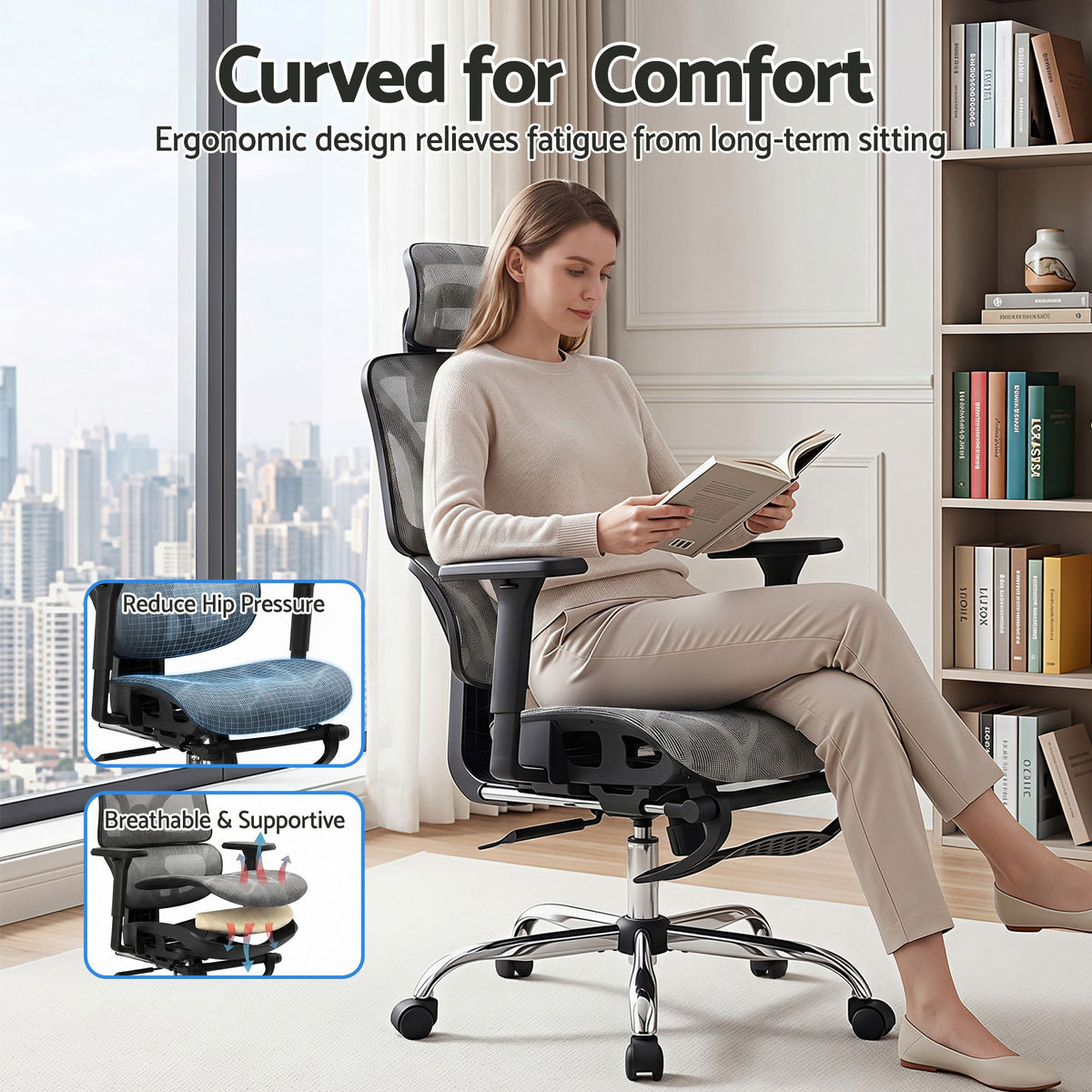 Artiss Mesh Back Ergonomic Office Chair Grey