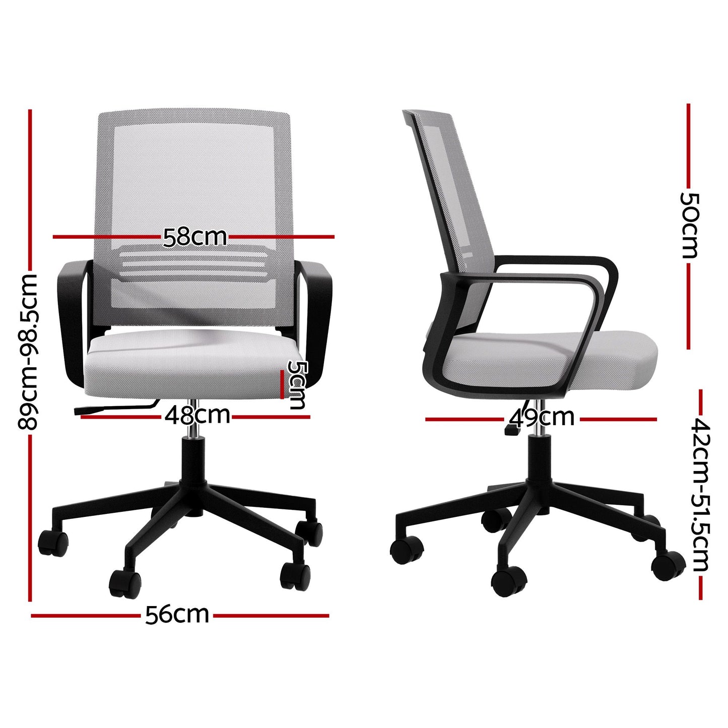 Artiss Mesh Office Chair Mid Back Grey