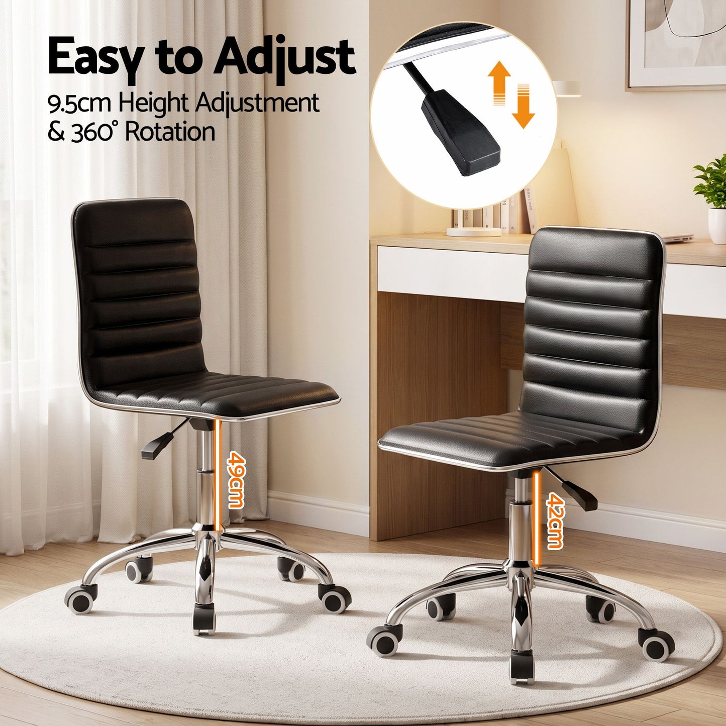 Artiss Office Chair Conference Chairs PU Leather Low Back Black