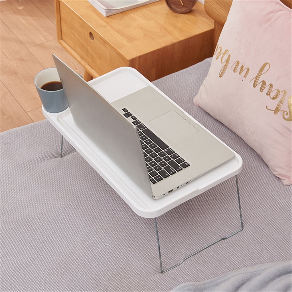 Foldable Lap Desks Laptop Tray for Bed or Couch,Portable Breakfast Serving Tray with Folding Legs, Vuyungers Lightweight Mini Lazy Small Table, Laptop Stand for Working, Reading and Writing White