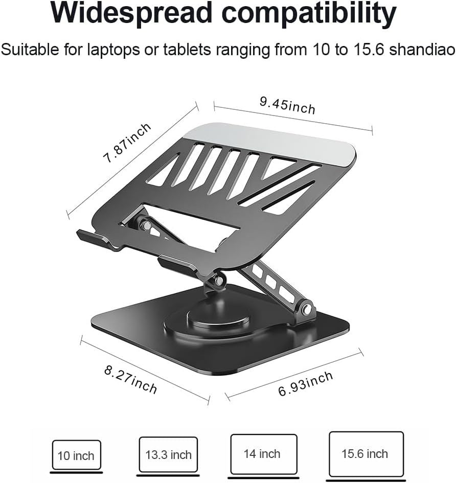 Adjustable Laptop Stand or Desk, Dual oldable Computer Riser with Heat-Vent, Ergonomic Sit to Notebook Holder Convertor, Compatible with All 10-16" Laptops, Tablets, Black
