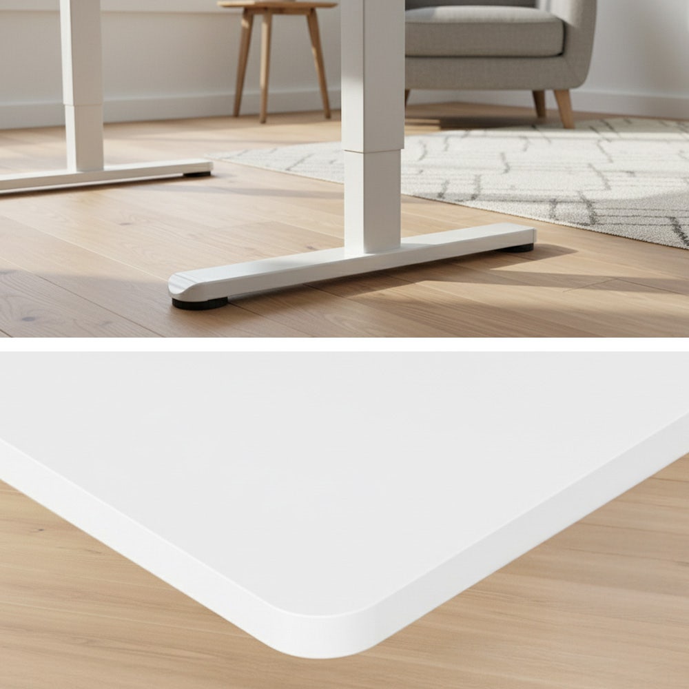 FORTIA Sit To Stand Standing Desk, 120x60cm, 72-118cm Electric Height Adjustable, White