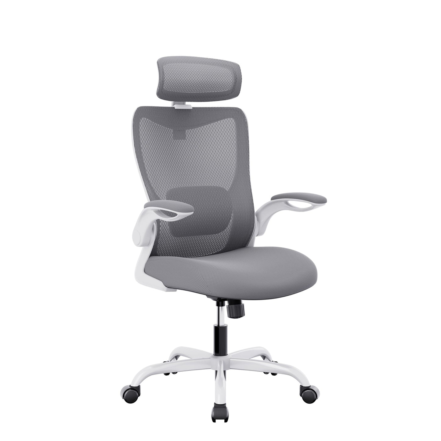 MONA Ergonomic High Mesh Back Flipped Armrest Task Chair In Grey
