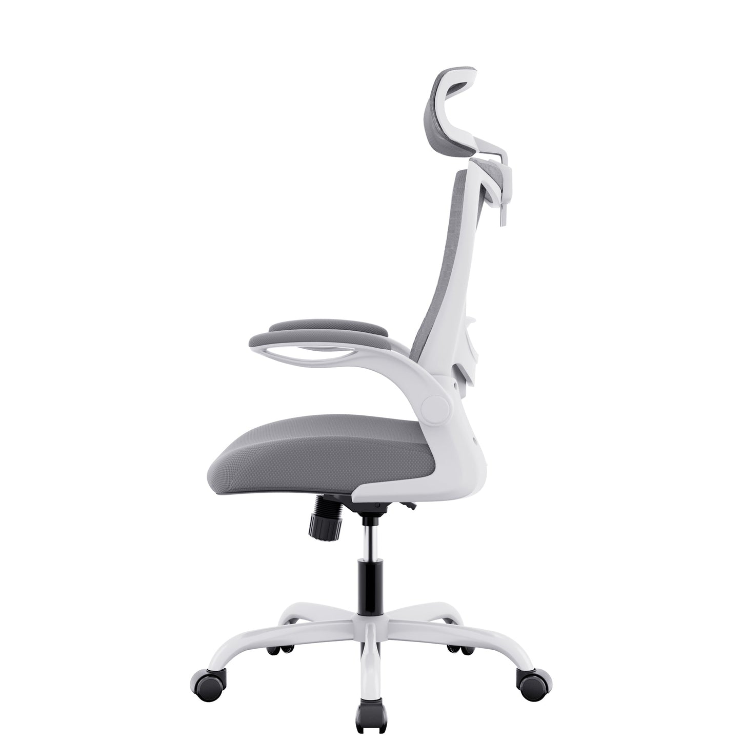 MONA Ergonomic High Mesh Back Flipped Armrest Task Chair In Grey