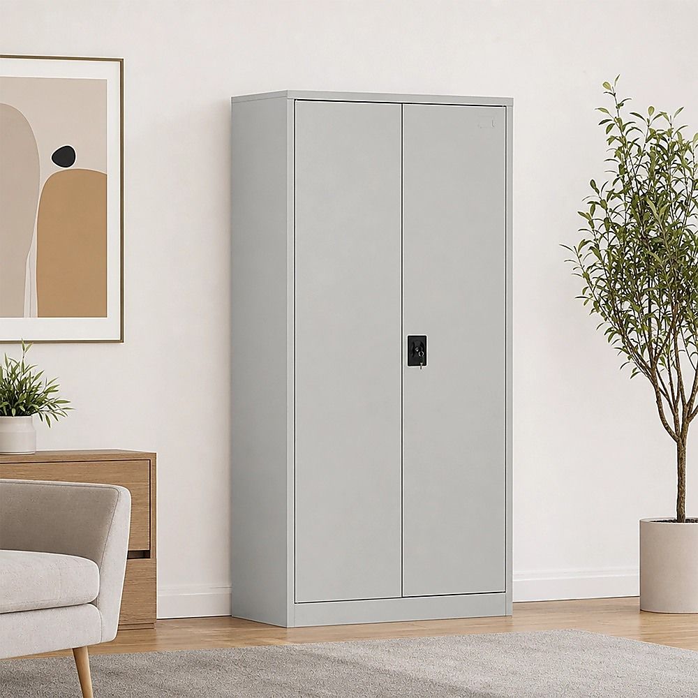 Two-Door Metal Cabinet Shelf Storage for Home Office Gym