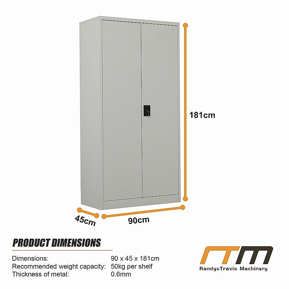 Two-Door Metal Cabinet Shelf Storage for Home Office Gym