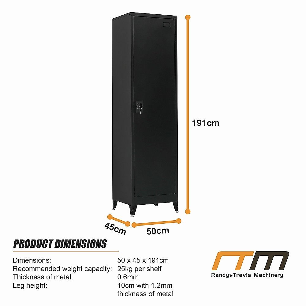 Single-Door Metal Tall Cabinet Shelf Storage for Home Office Gym