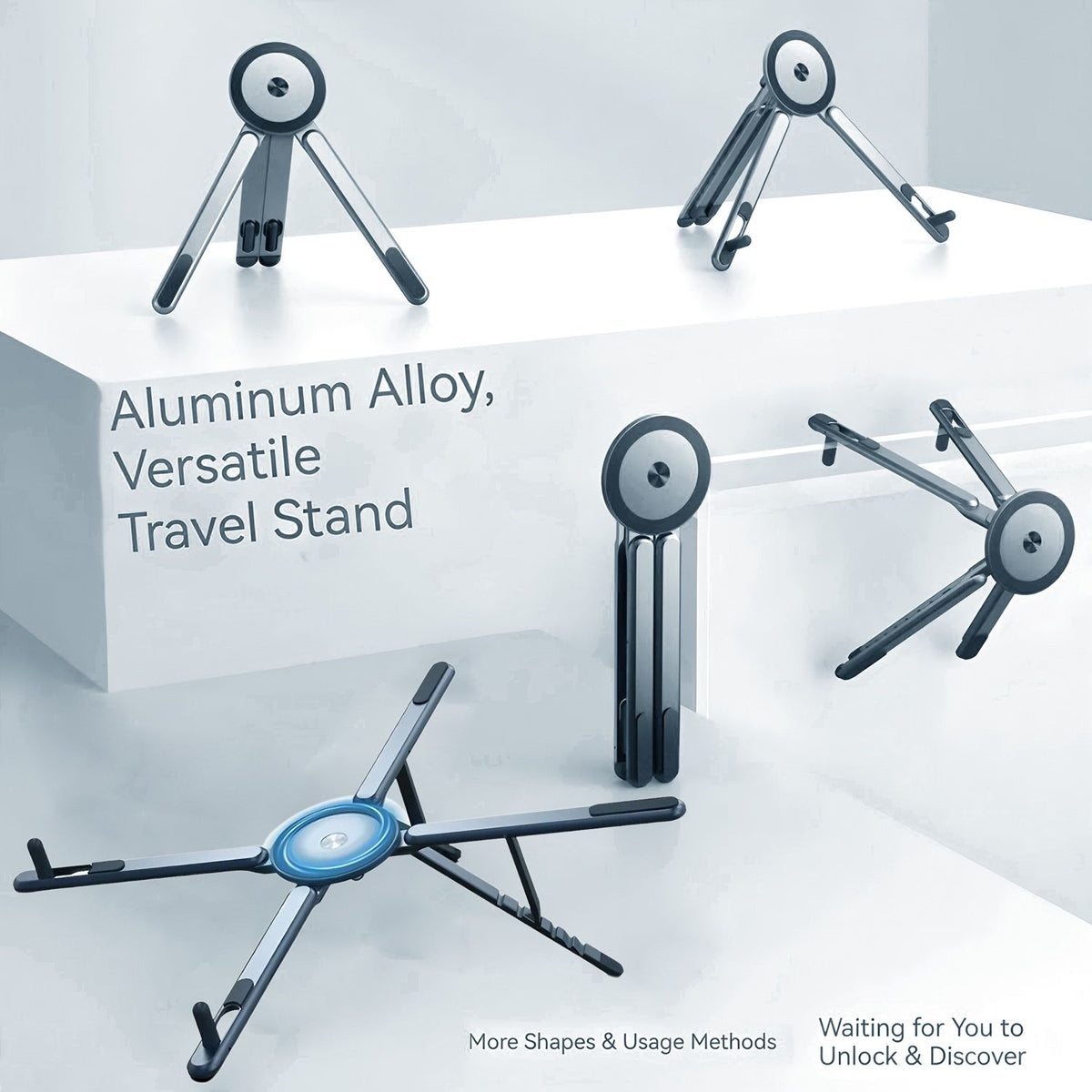 Orange Foldable Magnetic Phone & Tablet Stand Aluminium Alloy Laptop Holder Adjustable Desktop Stand for Mobile Phone, Tablet and Notebook